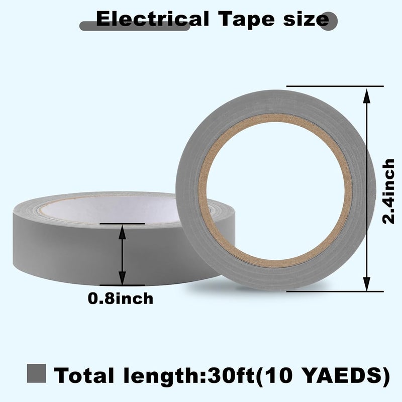 Romeda 9 Pack Electrical Tapes, Electrical Tape Water, Sun, and Oil Resistant, Electrical Tape is Suitable for Most Domestic, Commercial, and Industrial environments - Gray - Image 2